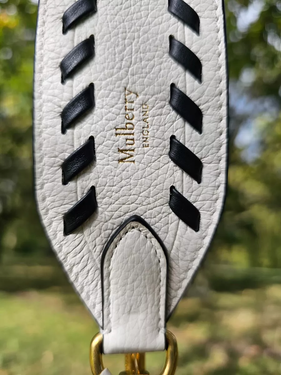 BNWT Mulberry Black White Stitch Leather Bag Strap. Detachable