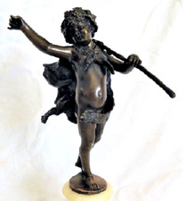 Stara półaktowa rzeźba z brązu dziewczynka chłopiec kobieta 27 cm z cokołem 