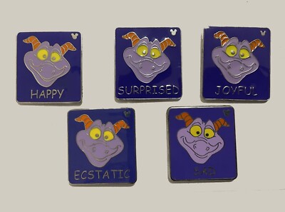 AUTHENTIC WDW - Hidden Mickey 2007 Series 2 - Figment COMPLETE 5 PIN SET  #56896
