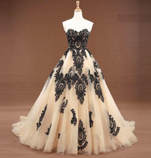 Gothic Lace Applique Off Shoulder Wedding Dresses Sweep Train A Line Bridal Gown