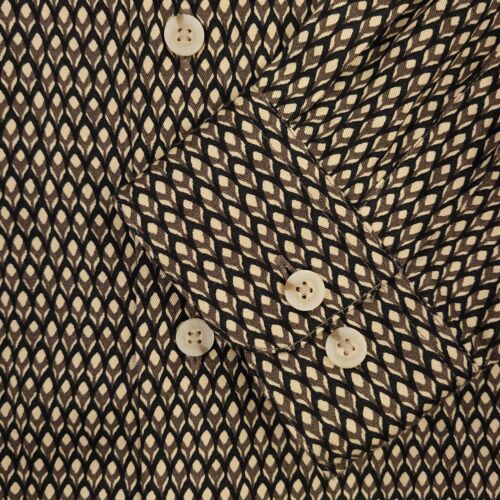Vintage Claiborne Hemd Herren Large hellbraun 100 % Viskose geometrisch 90er Jahre Y2K adrett - Bild 4 von 13