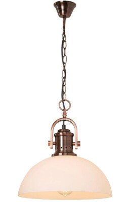 Kupfer Decken Pendelleuchte Milchglas Retro Vintage Stil E27