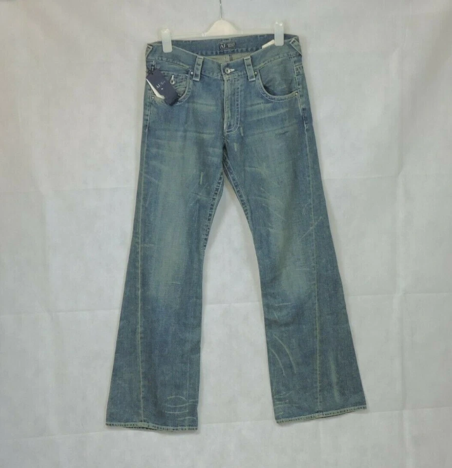 Aj ARMANI Distressed Weites Bein Jeans Größe W31 X 36L D5P41CM CR013 Aa 03 - Bild 1 von 4