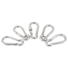Locking Carabiner Stainless Steel Spring Hook Snap Clips Eyelets Rope Snap Hook