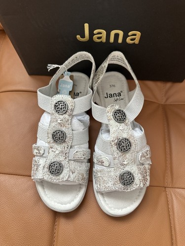 Jana Summer Women's 8-28165-42 Flat Sandal Grey Flower Size Uk 4 - Picture 3 of 8
