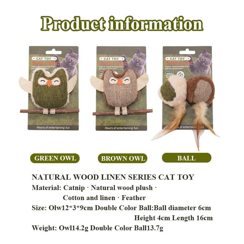 Petlands NATURAL WOOD LINEN SERIES Catnip Toys Interactive Toys Contains Catnip - Picture 11 of 14