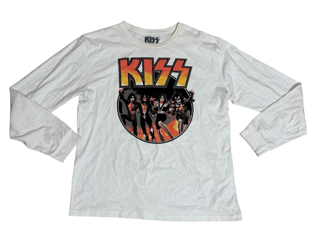 福袋 Kiss 100 Shirt T Sleeve Long White Logo Band 46/48 XL ミュージシャン