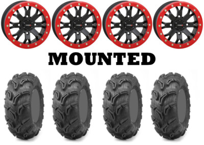 Kit 4 Maxxis Zilla 28x9-14/28x11-14 on SB-4 Beadlock Matte Black Red 550
