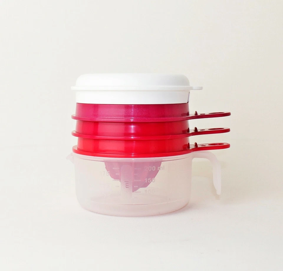 TUPPERWARE Küchenperle ROT 200ml Zitruspresse Eitrenner Reibe mit Deckel weiß