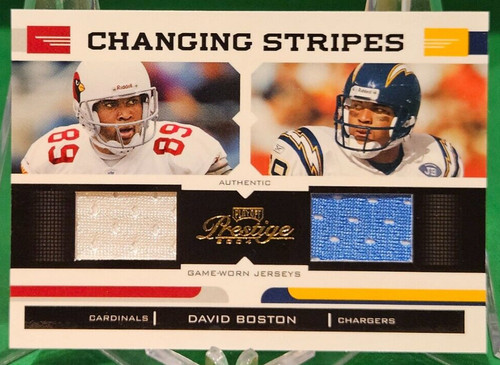 2004 Prestige DAVID BOSTON Dual Jersey Changing Stripes  /225 Chargers Cardinals