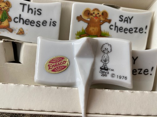 Vintage 1976 Cheese Markers set of the four fine porcelain - Picture 5 of 11