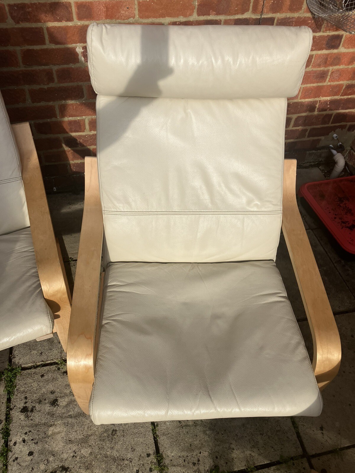 Four (4) Leather IKEA Poang Armchairs eBay