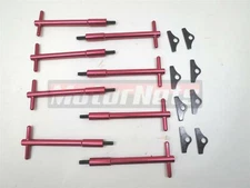 SBC Chevy Red Tall T-Bar Valve Cover Hold Down Kit 283 327 350 Bolt Black TabRod