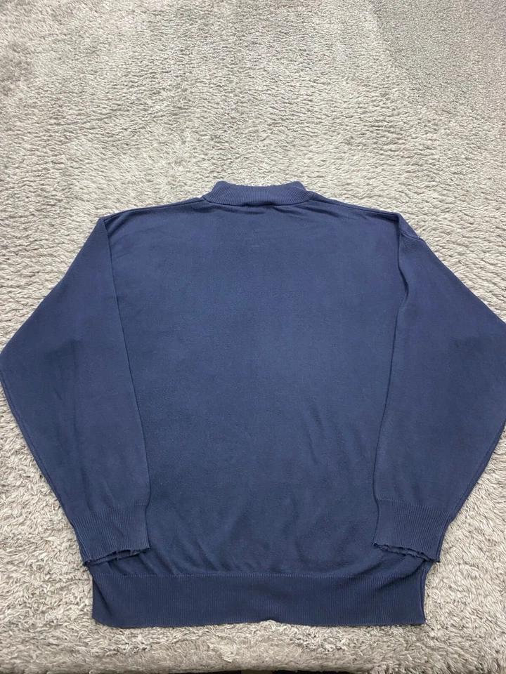 Linea Uomo Sweater Men Medium Blue Ribbed Mauro Bruni Pullover Made In Italy Vtg - Image 2 of 4