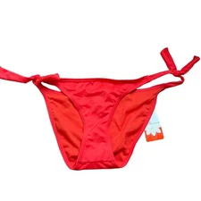 Hula Honey bikini bottom medium red embroidered heart side tie swimsuit swim