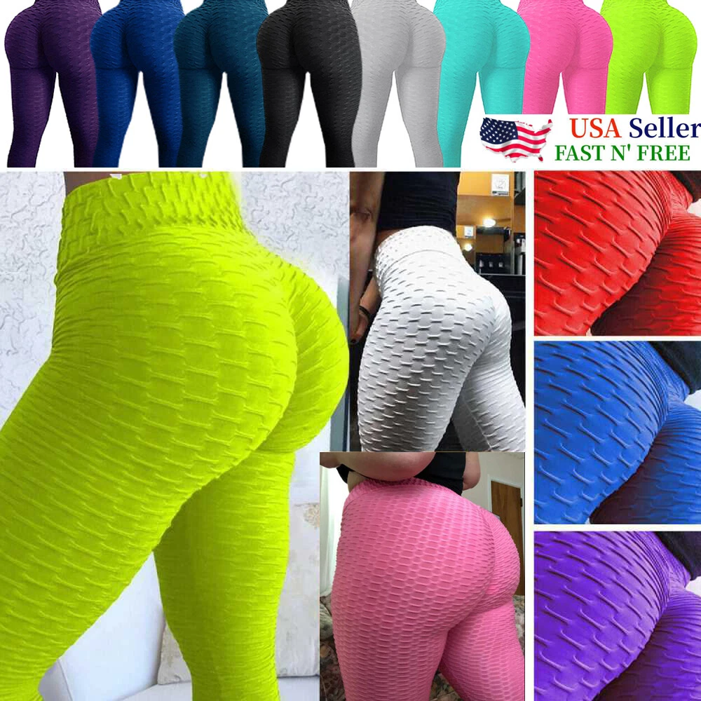 Women Push Up Leggings Yoga Pants Anti Cellulite Gym Ruched