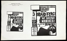 BLOOD FEAST 2000 MANIACS Movie Press Sheet Herschell Gordon Lewis Horror Gore