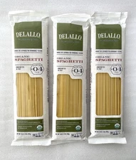 Delallo Organic Semolina Spaghetti 16 oz (Pack of 3) Made in Italy - Exp Sept 27