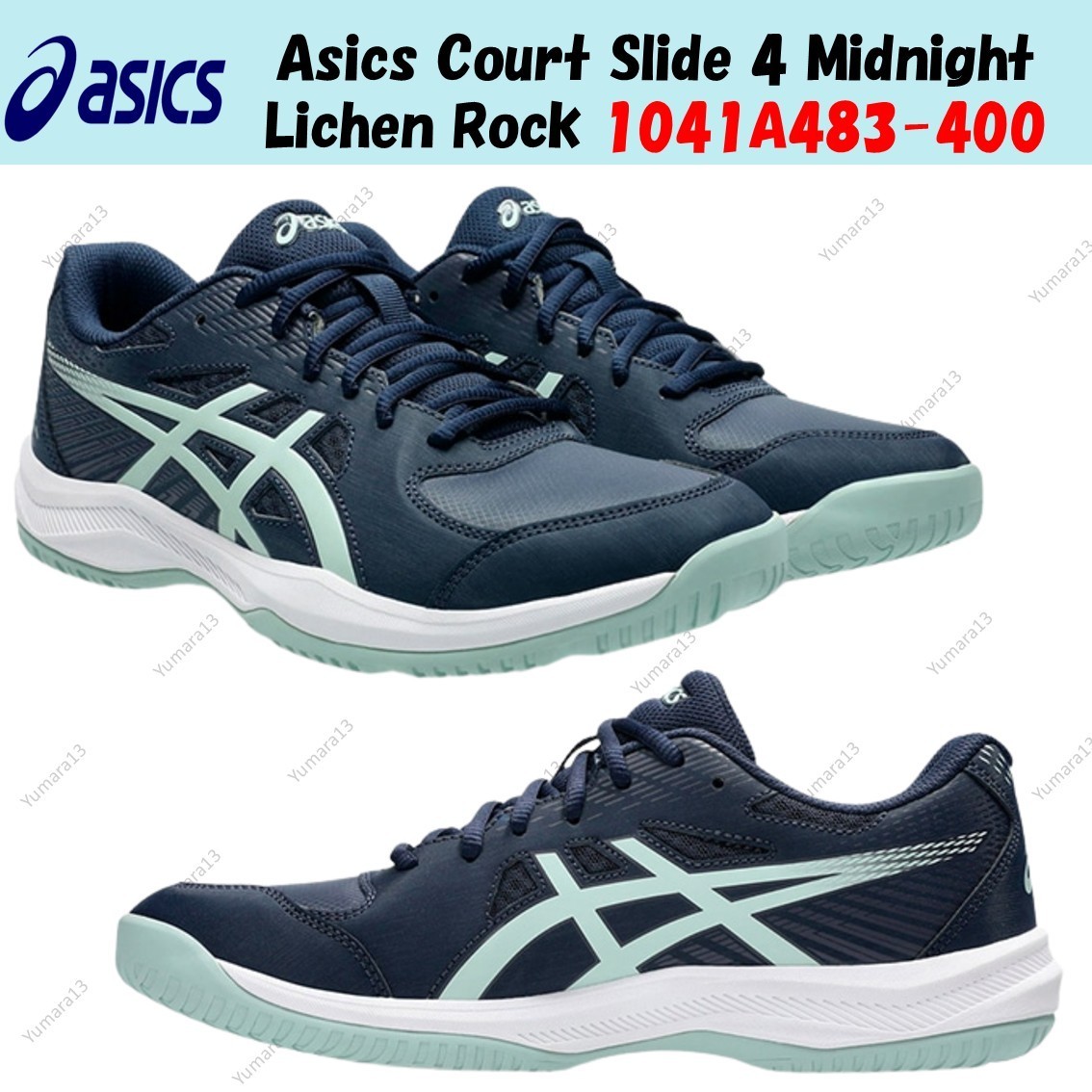よここここ Asics Court Slide 4 Midnight Lichen Rock 1041A483-400 Men's Size