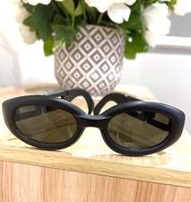 RARE Vintage Karl Lagerfeld 4101 Black  Silver Oval Sunglasses   1990s Icon