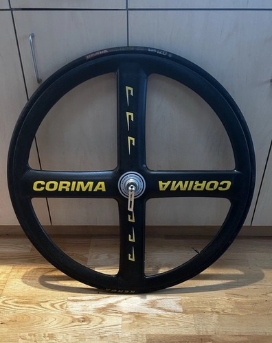 Rueda delantera cubierta de carbono Corima 4 radios HR 700c HED3 Trispoke Track Fixie NJS - Imagen 1 de 6