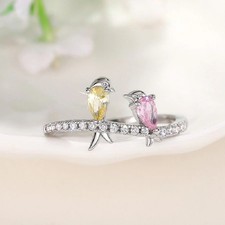 Unisex Copper Ring Bird Design Geometric Statement Ring Electroplated Fashion