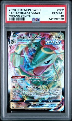 2023 Pokemon Crown Zenith #102 Rayquaza Vmax PSA 10