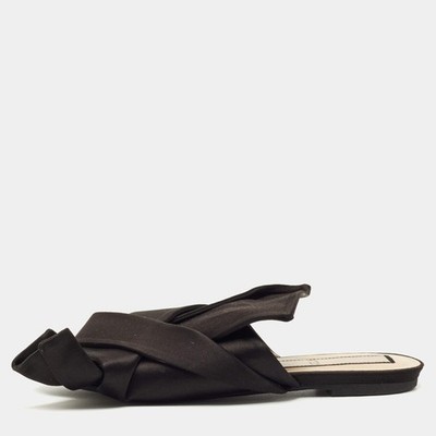 N21 Black Satin Knot Slide Sandals Size 39