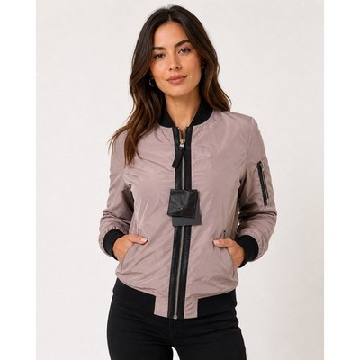 Mackage Verena Bomber Jacket Mineral Grey XXS Lightweight Full Zip Leather Trim