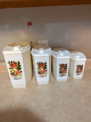 spice of life kitchen set, flour, sugar, coffee, tea