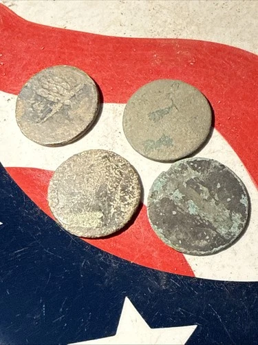 4 Dug Pre Civil War 💥 🇺🇸 💣 Copper Coins Large Cent Size Colonial ?