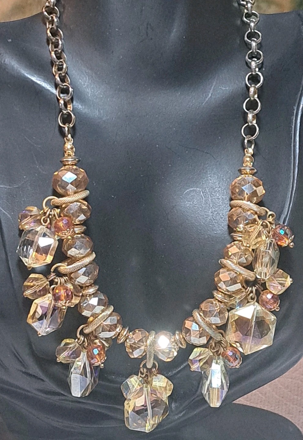 Chunky Cluster Statement Multi Colored Faceted Gl… - image 15