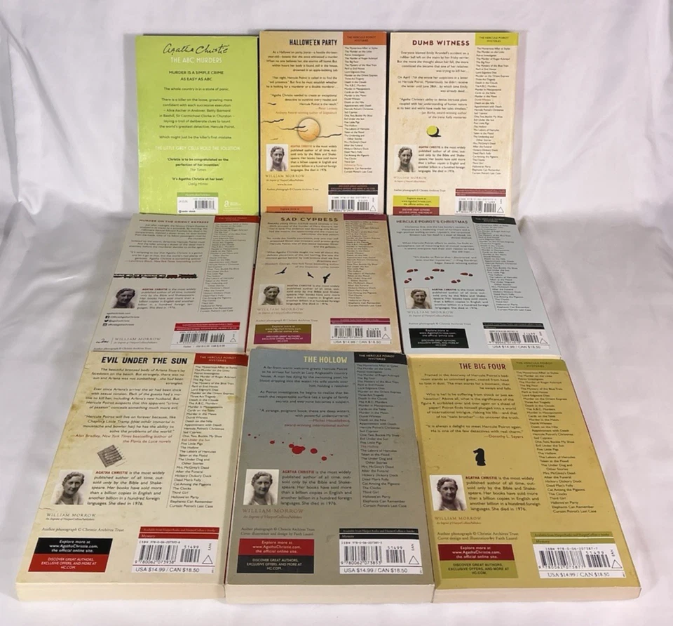 Agatha Christie Hercule Poirot Book Lot Trade Paperback (18) Foto 3 de 4