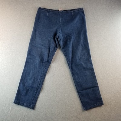 White Stag Jeans Women's Sz L (12/14) Pull On Stretch Waist Dark Wash Normcore