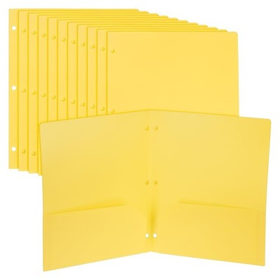 12 Pcs Plastic Two Pocket Folders, 3 Hole Punch Durable Heavy Duty 2 Pocket F...