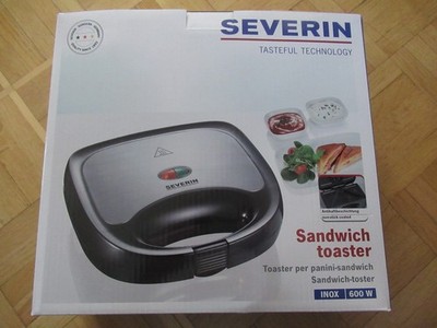 SEVERIN Sandwichmaker Sandwichtoaster 2 Sandwiches Antihaft Edelstahl Schwarz