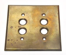 VINTAGE PUSH BUTTON DOUBLE GANG BRASS COVER SWITCH PLATE UNMARKED