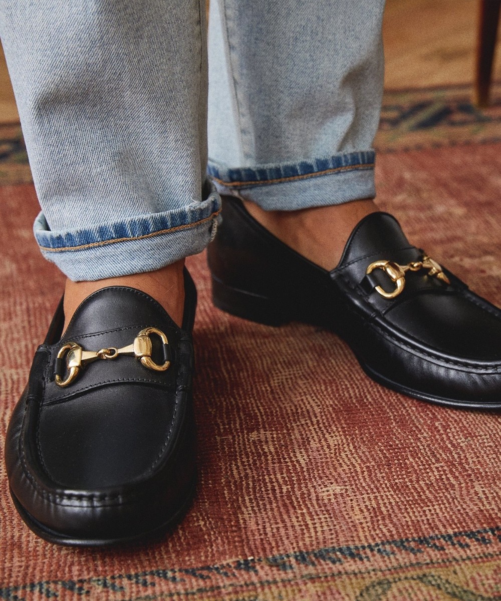 Yuketen Moc Ischia Horsebit Leather Loafer in Black, Size  display picture 1