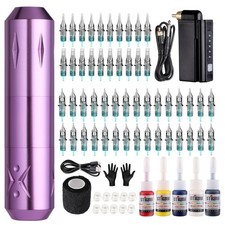 STIGMA Wireless Tattoo Gun Kit Complete with 50pcs Purple kit