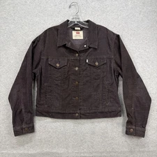 Vintage Levis Corduroy Jacket Womens Medium Brown Trucker Crop 90s White Tab