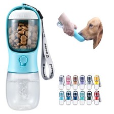 Portable Dog Water Bottle with Food Container  Travel Pet Dispenser Essentials
