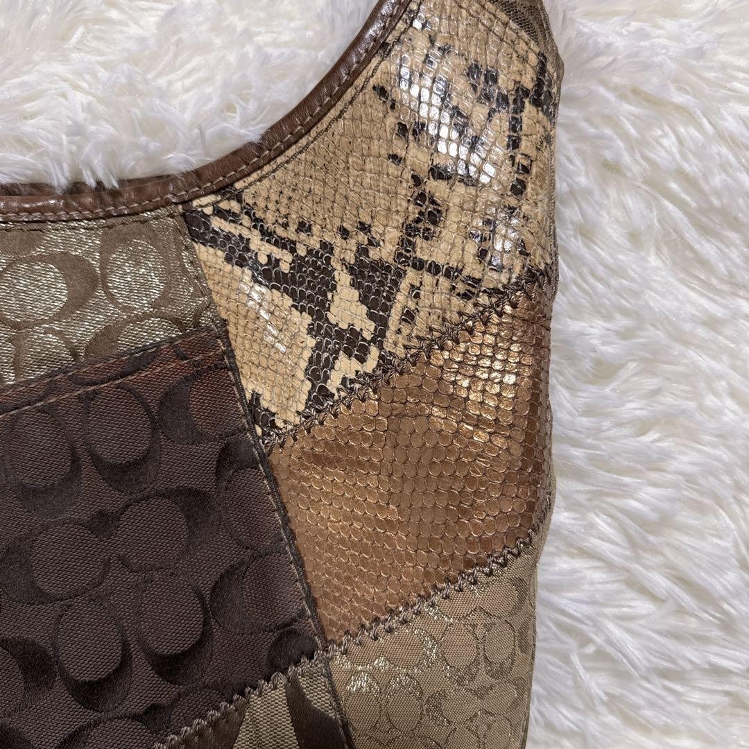 Coach patchwork 12903 Shoulder Bag Python Crocodi… - image 11