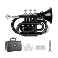 EASTROCK Pocket Trumpet Brass Bb Trumpet with 7C Mouthpiece, Hard Case, Strap...
