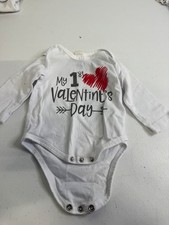 Unbranded One-Piece 0-3 Months White Cotton My 1st Valentine's Day