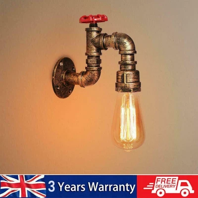 LED_SONE Steampunk Vintage Wall Light Rustic Metal Waterpipe Retro wall Lamp Fixture UK