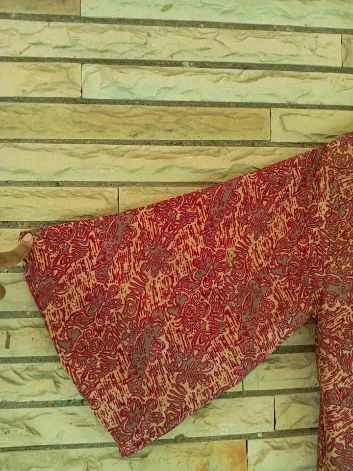 Midi Kimono Pure Silk Robe Knee Length Gown Silk Kimono Robe Rust Red MKMO1609 - Image 4 of 4