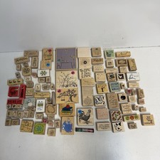 Vintage Wood Rubber Stamps Huge Lot Used 98 Stamps