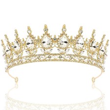 TOBATOBA Gold Crown Tiara for Women - Crystal Wedding