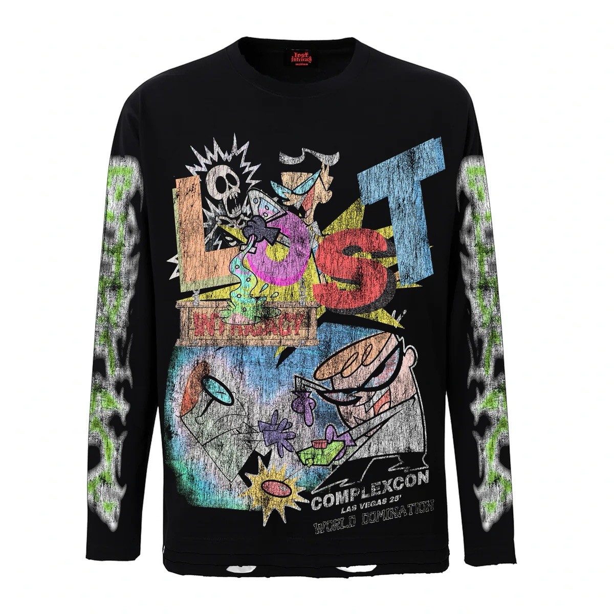 Lost Intricacy ComplexCon Dexter's Laboratory Black Long Sleeve T-Shirt Small