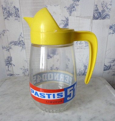 VINTAGE FRANZÖSISCHER PASTIS 51 / PERNOD 45 GLAS WASSERKRUG